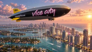 تبلیغات GTA 6 در فلوریدا: بالون Goodyear با طراحی وایس سیتی